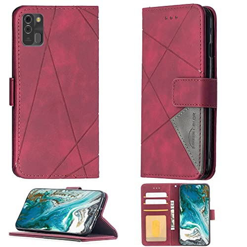 jioeuinly Case for Logic L66 Lite Case Compatible with Logic L66 Lite Phone Case Flip Stand Cover PU Leather Wallet Case Red
