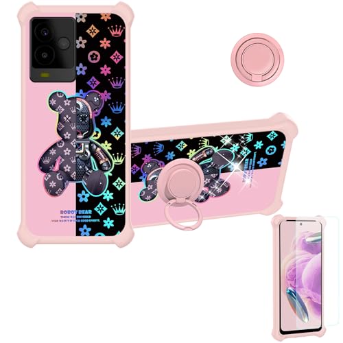 jioeuinly NUU A25 Case Compatible with NUU Mobile A25 Phone Case Cover [with Tempered Glass Screen Protector][Ring Support][Colorful Reflect Light] IMDF-JXX