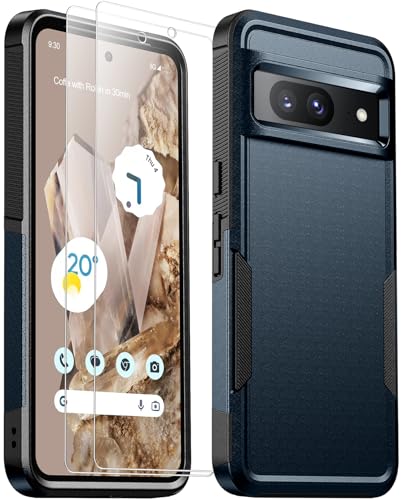 Justcool for Google Pixel 8 Case, with [2 Pcs Screen Protectors] [10FT Drop Protection] Dual Layer Full Body Heavy Duty Protective Case for Google Pixel 8 6.2 inch, Dark Blue