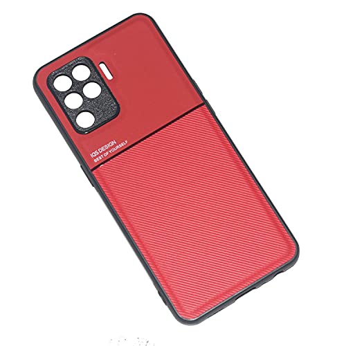 Kepuch Mowen Case Cover Bumper Built-in Metal Plate for Oppo A94 4G/F19 Pro/Reno 5F/Reno 5 Lite - Red