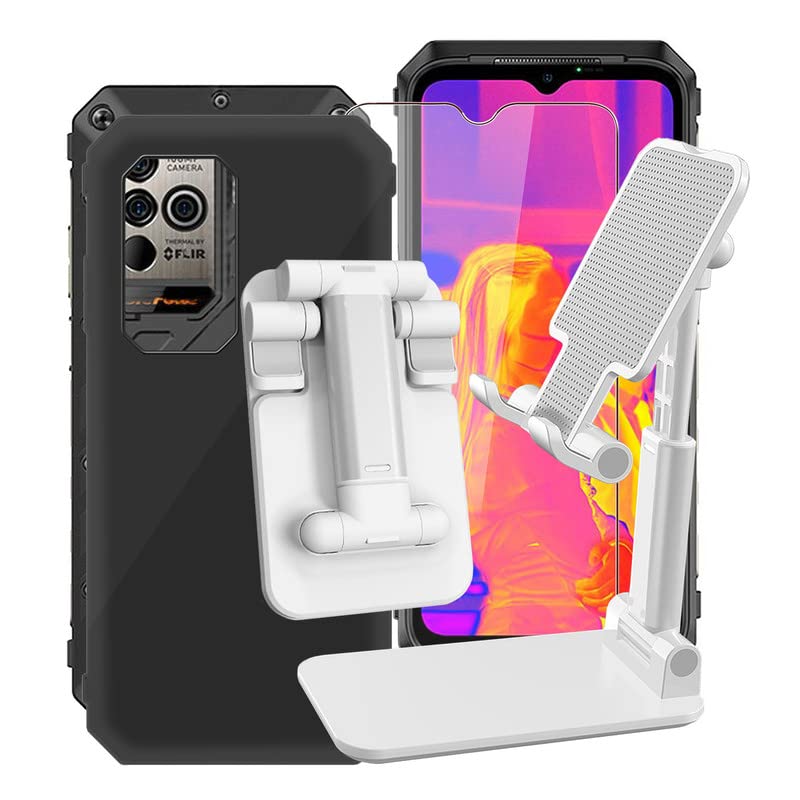 KJYF Phone Case for Ulefone Power Armor 19 (6.58"), 360° Drop Protection Case Full Body Ultra-Thin Soft Silicone Case for Ulefone Power Armor 19, with Height Adjustable Cell Phone Stand for Desk.