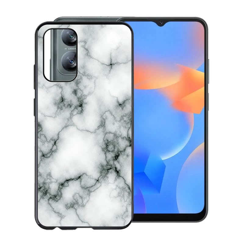 KJYFOANI for Blackview A52 Pro Case, Black Shockproof Bumper Sleeves, 360° Drop Antiscratch Protection Cover Slim Fit Ultra-Thin Soft Silicone Phone Case for Blackview A52 Pro (6.50") - Marble