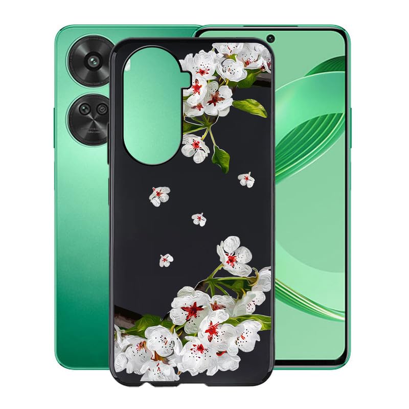 KJYFOANI for Huawei nova 11 SE Case, Black Shockproof Bumper Sleeves, 360° Drop Antiscratch Protection Cover Slim Fit Ultra-Thin Soft Silicone Phone Case for Huawei nova 11 SE (6.67") - Pear Blossom