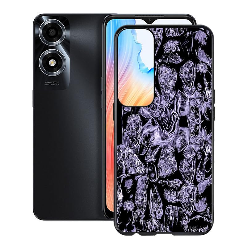KJYFOANI for Oppo A2x Case, Black Shockproof Bumper Sleeves, 360° Drop Protection Shell Full Body Ultra-Thin Soft Silicone Cover for Oppo A2x (6.56") - Fantasy