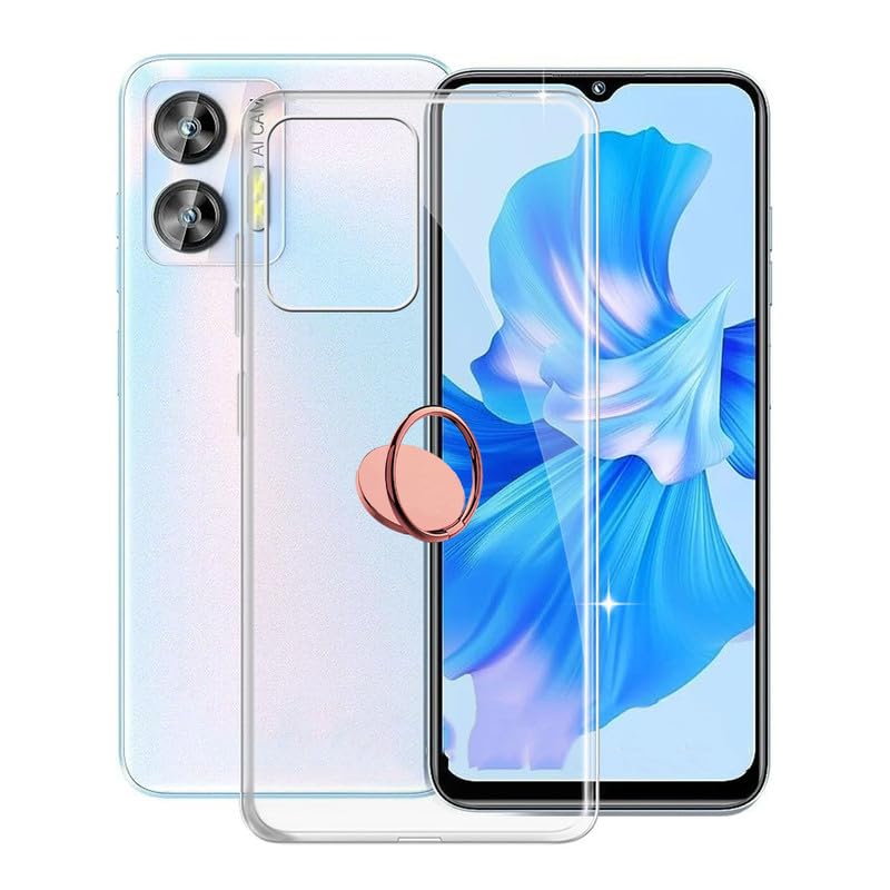 KJYFOANI for Oukitel C36 Case with [360° Rotation Ring Kickstand], Anti-Scratch Soft Silicone Phone Case for Oukitel C36, Shockproof Cover for Women/Girl, Transparent (6.56") - Transparent