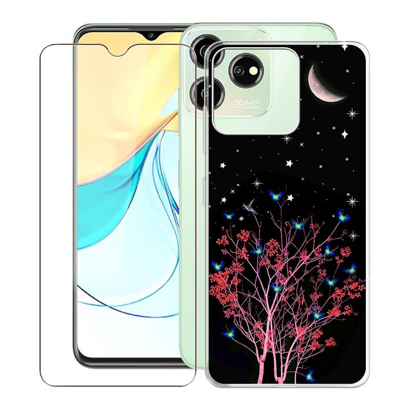 KJYFOANI Phone Case ZTE Blade V50 Design 4G Case, with 1 x Tempered Glass Screen Protector, Anti-Scratch Shock-Proof Clear Soft TPU Ultra-Thin Case for ZTE Blade V50 Design 4G (6.6") - Miracle
