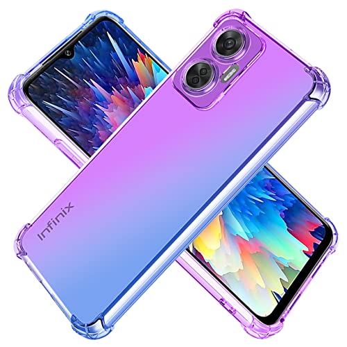 KOARWVC Case for Infinix Hot 20 5G Case, X666 Case, Crystal Clear Case Gradient Slim Anti Scratch TPU Shockproof Protective Phone Cases Cover for Infinix Hot 20 5G (Purple/Blue)