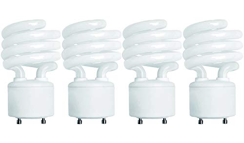 KOR (4 Pack) 13 Watt Mini Spiral - GU24 Base - (60W Equivalent) - T2 Mini-Twist - CFL Light Bulb (Warm White (2700K), CFL)
