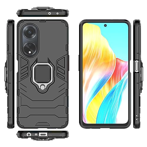 Kukoufey Compatible with Oppo A98 5G Case Cover,Bracket Shell Compatible with Oppo A98 5G CPH2529 Case Black