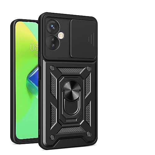 Kukoufey Compatible with Tecno Camon 19 Bracket Shell,with Slide Camera Lens Cover Compatible with Tecno Camon 19 Pro CI8 CI8n / Camon 19 CI6n Case Black