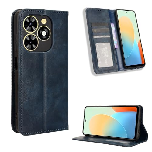 Kukoufey Compatible with Tecno Pop 8 Leather Case,Compatible with Tecno Spark 20C Case Cover,Flip Leather Wallet Cover Compatible with Tecno Spark Go 2024 BG6 / Spark 20C BG7n Case Blue