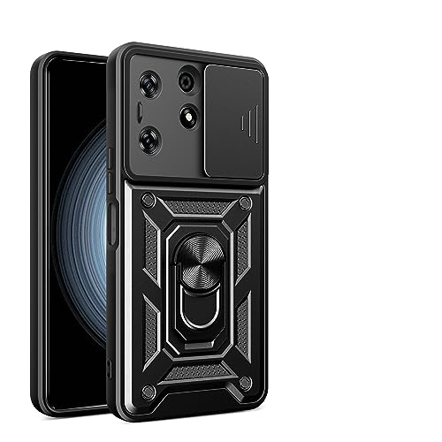 Kukoufey Compatible with Tecno Spark 10 Pro Bracket Shell,with Slide Camera Lens Cover Compatible with Tecno Spark 10 Pro 4G Case Black
