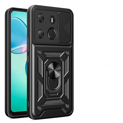 Kukoufey Compatible with Tecno Spark Go 2023 Bracket Shell,Compatible with Infinix Smart 7 X6515,with Slide Camera Lens Cover Compatible with Tecno Pop 7 pro BF7 / Spark Go 2023 Case Black