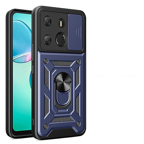 Kukoufey Compatible with Tecno Spark Go 2023 Bracket Shell,Compatible with Infinix Smart 7 X6515,with Slide Camera Lens Cover Compatible with Tecno Pop 7 pro BF7 / Spark Go 2023 Case Blue