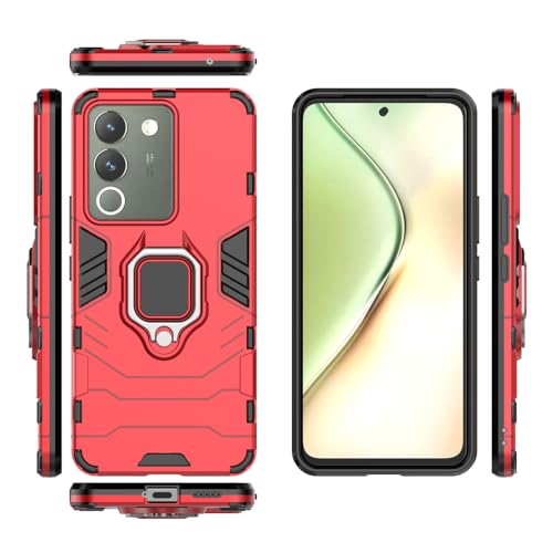 Kukoufey Compatible with Vivo Y200 5G Case Cover,Compatible with Vivo V29e 5G Global Case Cover,Magnetic Car Mount Bracket Shell Compatible with Vivo Y200 5G Case Red
