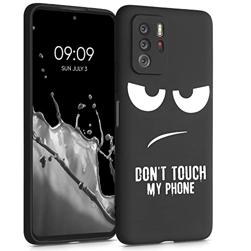 kwmobile TPU Silicone Case Compatible with Xiaomi Poco X3 GT - Case Soft Cover - Don't Touch My Phone White/Black