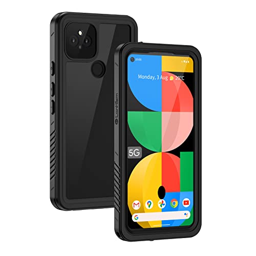 Lanhiem Pixel 5a Case, IP68 Waterproof Dustproof Shockproof Case [NOT for Pixel 5] with Built-in Screen Protector, Full Body Rugged Protective Cover for Google Pixel 5a 5G, Black/Clear