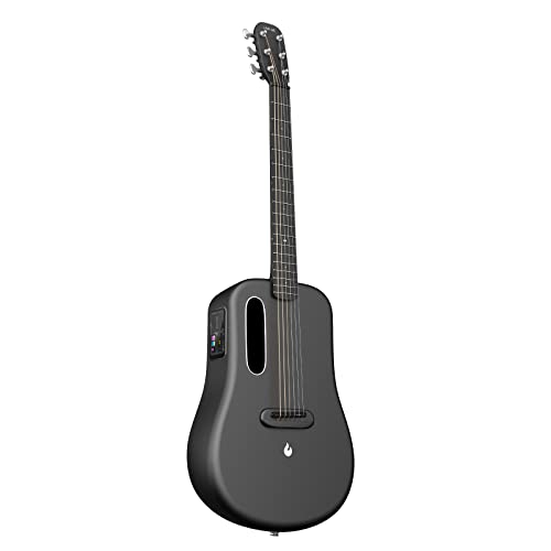 LAVA ME 3 Carbon Fiber Guitar Acoustic Electric Smart Guitar with Tuner, Recording and Beat Functions, Multiple Performance Effects, Beginners, Adults, Right Travel Guitar(38inch Space Grey Ideal Bag)