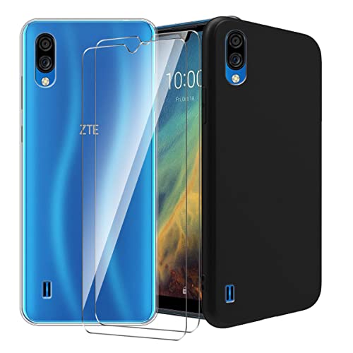 LAWEI Clear Case for ZTE Blade A5 2020 + Black Phone Protective Cover for ZTE Blade A5 2020 + 2 Pack for ZTE Blade A5 2020 Tempered Glass Screen Protector