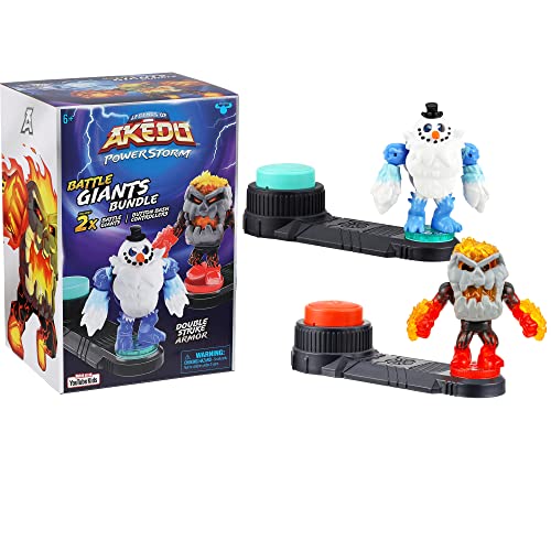Legends of Akedo Powerstorm Battle Giants Bundle 2 Battle Giants Battling Action Figures Volcrag Versus Shatterclaw with Double Strike Armor and 2 Button Bash Controllers in The one Pack,Multicolor