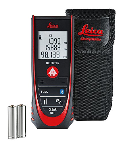 Leica DISTO D2 New 100m/330ft Metric Imperial Laser Distance Measure with Bluetooth 4.0 - Black/Red