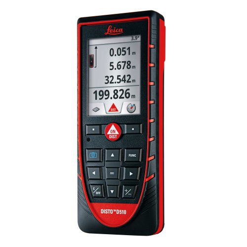 Leica Disto D510 (E7500i) 650ft/200m Laser Distance Measurer w/ Bluetooth and Disto Sketch App for iPhone/iPad - Red/Black
