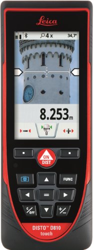 Leica DISTO D810 Touch 660ft Laser Distance Measurer w/Bluetooth and 1mm Accuracy, Red/Black