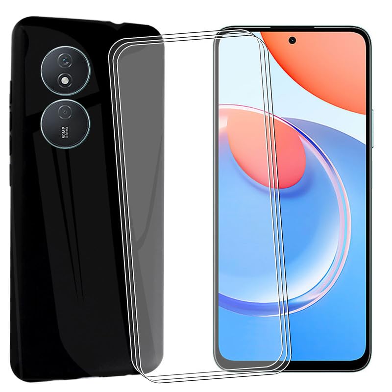 MAOUICI Case for Honor Play 8T (6.80 inches),Black Shell Case for Honor Play 8T with 3 Tempered Glass Screen Protector