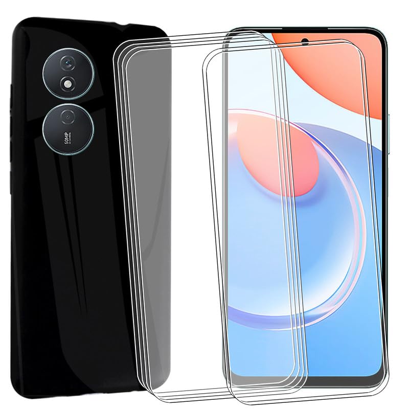 MAOUICI Case for Honor Play 8T (6.80 inches),Black Shell Case for Honor Play 8T with 6 Tempered Glass Screen Protector