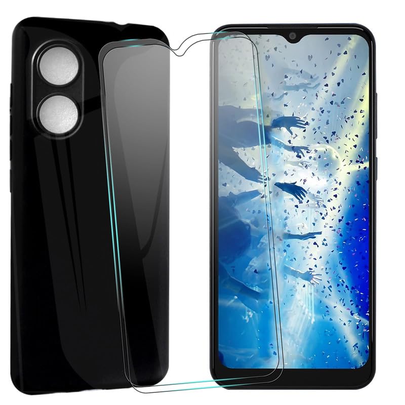 MAOUICI Case for Oppo A18 (6.56 inches),Black Shell Case for Oppo A18 with 2 Tempered Glass Screen Protector
