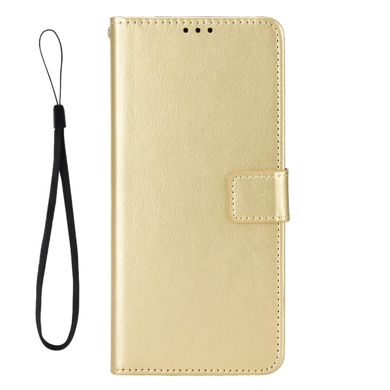 MAOUICI Compatible avec l'étui portefeuille pour Honor Play 8T (6,80 pouces), étui portefeuille à rabat, housse de protection folio en cuir doré