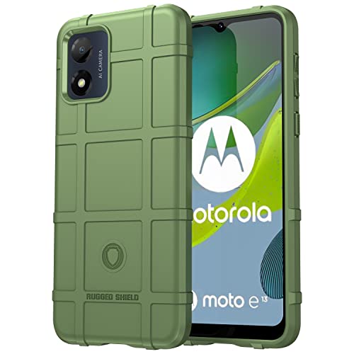 Monwutong Slim Fit Phone Case for Motorola Moto E13, Rugged Shield Case with Military Grade Shockproof,Drop-Tested and Camera Lens Protection Cover for Moto E13, HD Green