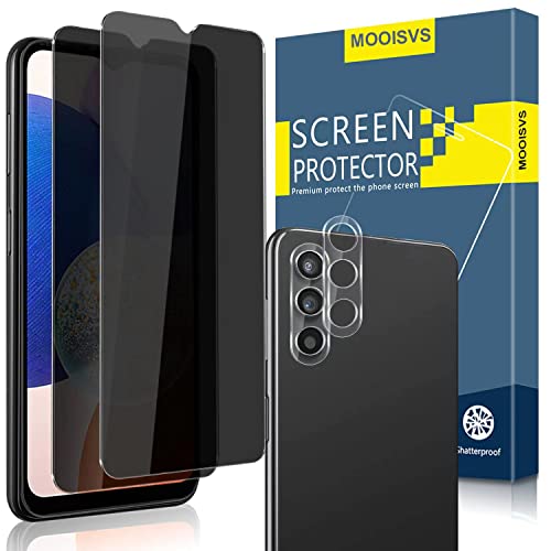 MOOISVS [2+2pack For Itel Power 55 Privacy Tempered Glass Screen Protector(2packs)+Camera Lens Protector(2packs), Ultra HD Tempered Glass Film, Anti-Spy, 9H Hardness, Anti-Scratch, Bubble Free