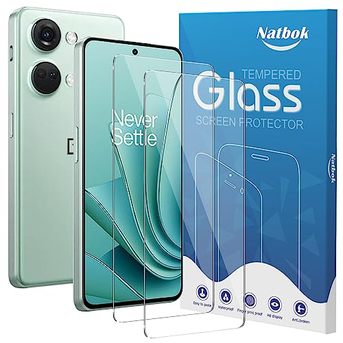 Natbok 2 Pack Compatible with OnePlus ACE 2V/OnePlus Nord 3 Screen Protector,Full Coverage 9H Tempered Glass Film,HD Clear Scratch Resistant,Bubble-Free for OnePlus ACE 2V Screen Protector
