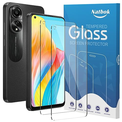 Natbok 2 Pack Compatible with OPPO A78 4G Screen Protector,Full Coverage 9H Tempered Glass Film,HD Clear Scratch Resistant,Bubble-Free for OPPO A78 4G Screen Protector