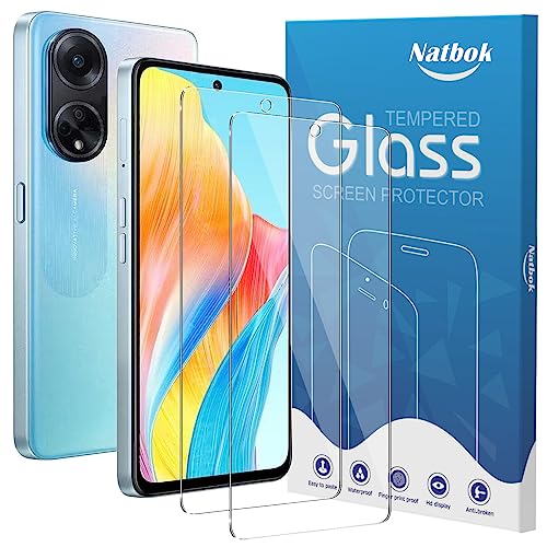 Natbok 2 Pack Compatible with OPPO A98 5G/A1 5G Screen Protector,Full Coverage 9H Tempered Glass Film,HD Clear Scratch Resistant,Bubble-Free for OPPO A98 5G Screen Protector