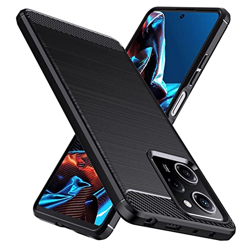 Natbok Compatible with Xiaomi Poco F5 5G Case, Flexible TPU [Brushed Texture] [Anti-Slip] Shockproof Military Protection Bumper Phone Case,Slim Case Cover Compatible with Poco F5 5G,Black