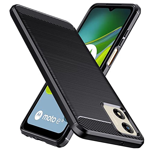 Natbok Designed for Moto E13 Case, Flexible TPU [Brushed Texture] [Anti-Slip] Shockproof Military Protection Bumper Phone Case,Slim Case Cover for Motorola Moto E13,Black