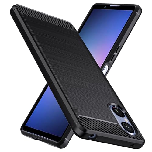 Natbok Designed for Sony Xperia 5 V Case, Flexible TPU [Brushed Texture] [Anti-Slip] Shockproof Military Protection Bumper Phone Case,Slim Case Cover for Sony Xperia 5 V,Black
