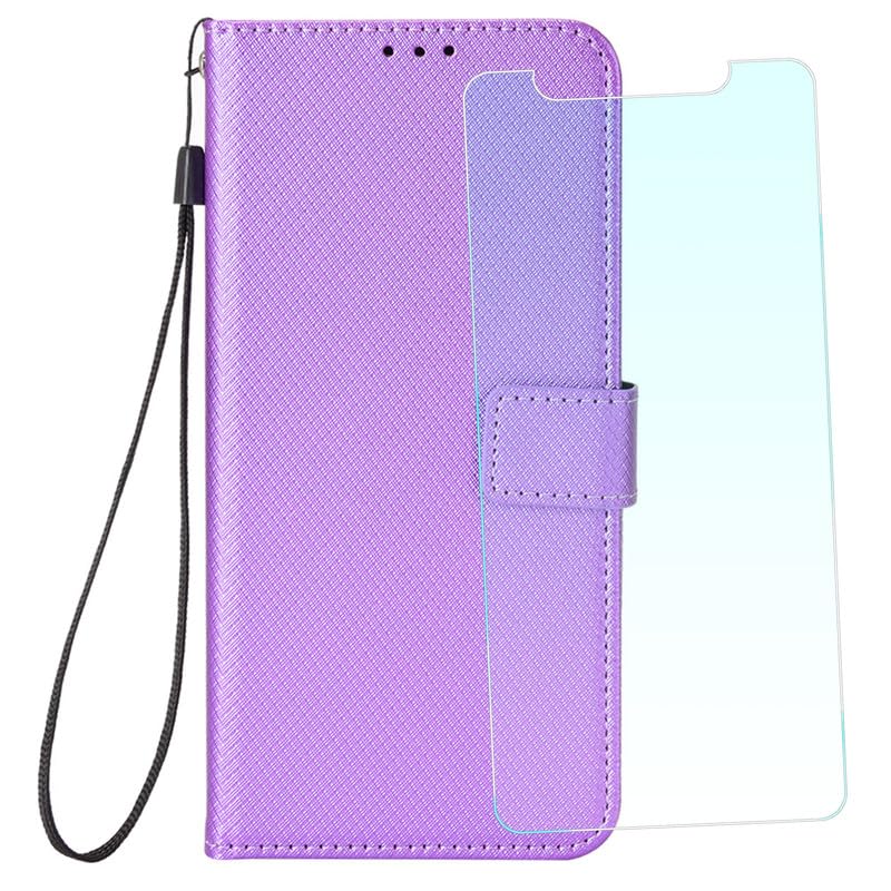 NEOYUKL Wallet Case for Tecno Spark 20 Pro (6.60 inches),Wallet Leather Phone Case with Magnetic Closure Credit Card Slots+for Tecno Spark 20 Pro Screen Protector（1 Pack） Purple