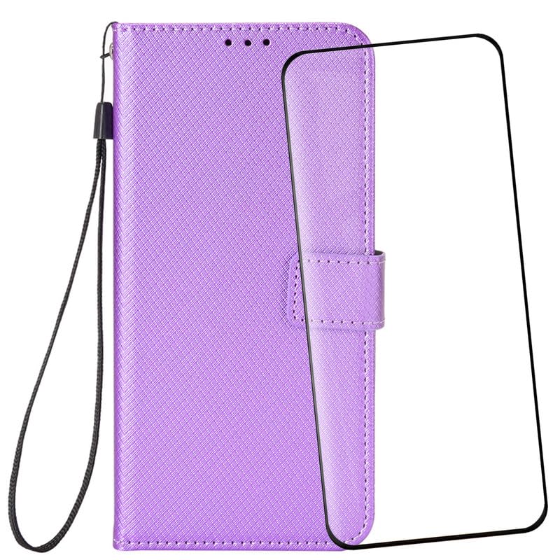 NEOYUKL Wallet Case for Vivo T2 Pro 5G (6.78 inches),Wallet Leather Phone Case with Magnetic Closure Credit Card Slots+for Vivo T2 Pro 5G Screen Protector（1 Pack） Purple