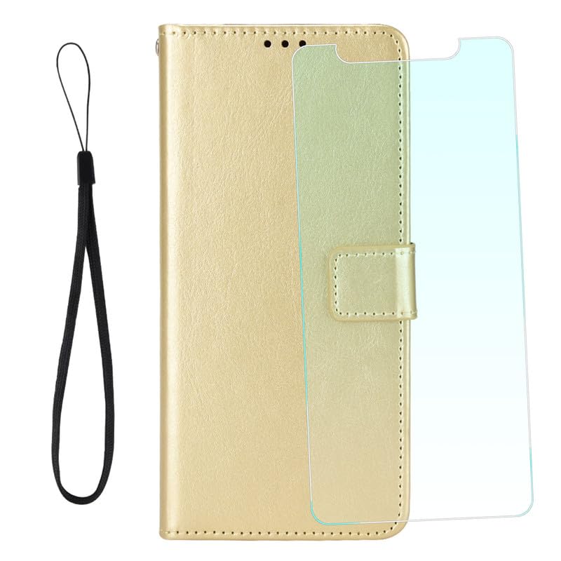NEOYUKL Wallet Case for Xiaomi Redmi K70 Pro (6.67 inches),Wallet Leather Phone Case with Magnetic Closure Credit Card Slots+for Xiaomi Redmi K70 Pro Screen Protector（1 Pack） Gold
