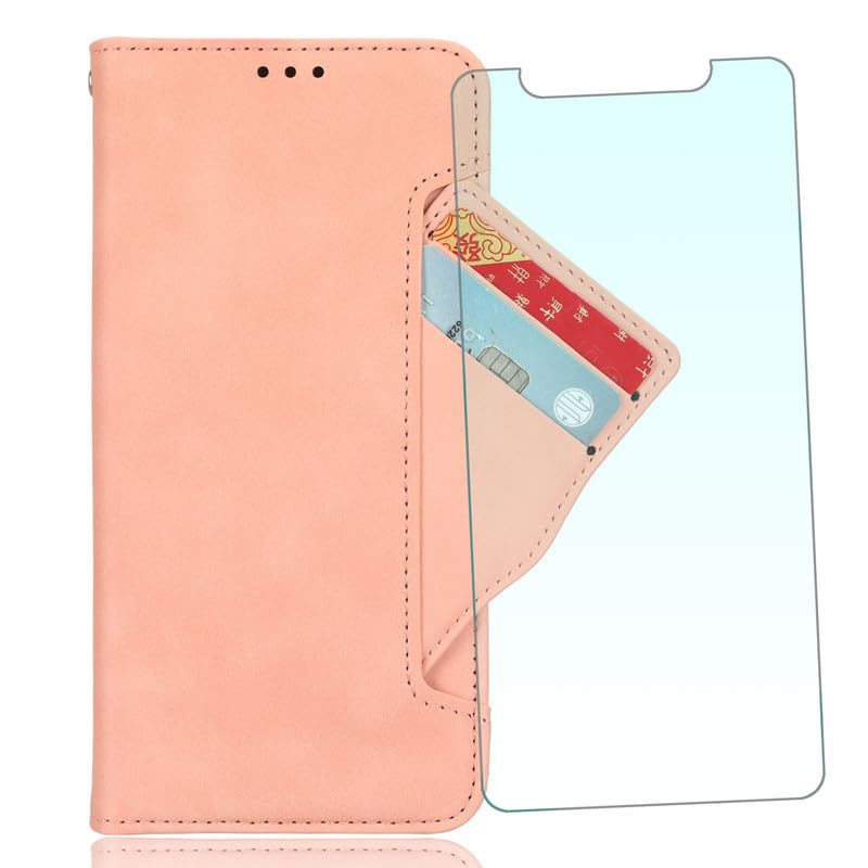 NEOYUKL Wallet Case for Xiaomi Redmi Note 13R Pro (6.67 inches),Wallet Leather Phone Case with Magnetic Closure Credit Card Slots+for Xiaomi Redmi Note 13R Pro Screen Protector（1 Pack） Pink