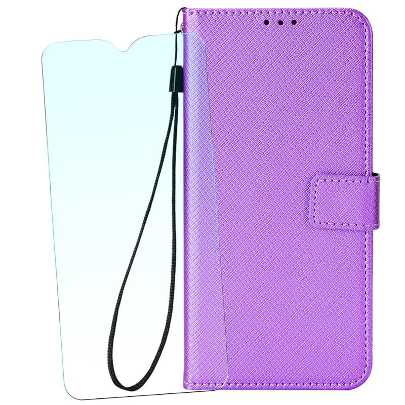 NEOYUKL Wallet Case for ZTE Blade V50 Smart (6.60 inches),Wallet Leather Phone Case with Magnetic Closure Credit Card Slots+for ZTE Blade V50 Smart Screen Protector（1 Pack） Purple
