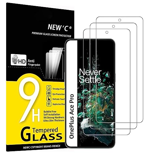 NEW'C [3 Pack] Designed for OnePlus Ace Pro Screen Protector Tempered Glass, Bubble Free, Ultra Resistant