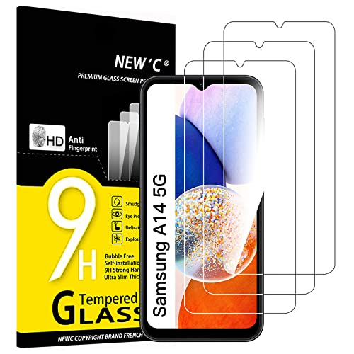 NEW'C [3 Pack] Designed for Samsung Galaxy A14 5G/4G, M14 5G Screen Protector Tempered Glass, Ultra Resistant