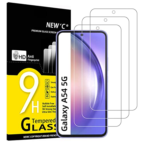NEW'C [3 Pack] Designed for Samsung Galaxy A54 5G Screen Protector Tempered Glass, Bubble Free, Ultra Resista