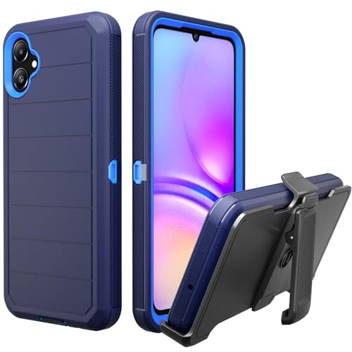 NIFFPD for Samsung Galaxy A05 Case with Belt Clip & Kickstand, Full-Body Protection Multi Layers Rugged Case with Belt Holster for Samsung Galaxy A05 6.7 inch 2023 (Dark Blue+Blue)