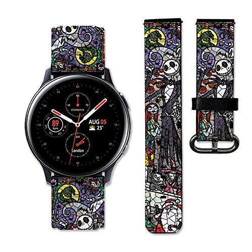 Nightmare Before Christmas band compatible with Samsung Galaxy Watch 3 Active 2 40mm 41mm 42mm 45mm 46mm Gear S3 S2 and other watches 20and 22mm wristband straps leather bands 07 (20mm)
