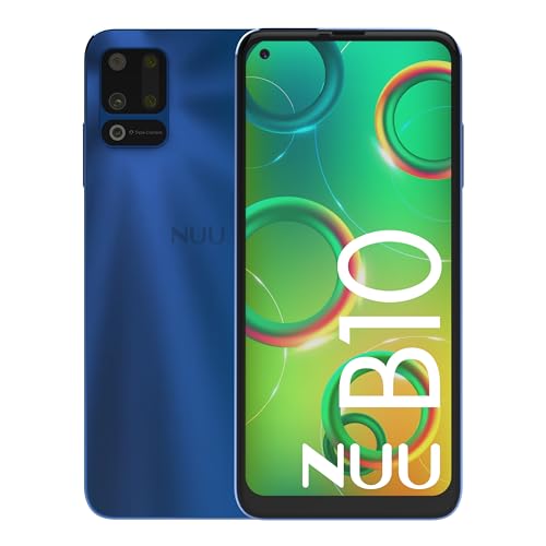 NUU B10 Unlocked Android Cell Phone, TMobile, Mint Mobile Phone, Dual SIM 4G, 6.55'' HD+Display, 48MP Triple-Camera, 4GB + 64GB, 4000 mAh, Blue, US Warranty & Hotline Support, 2022